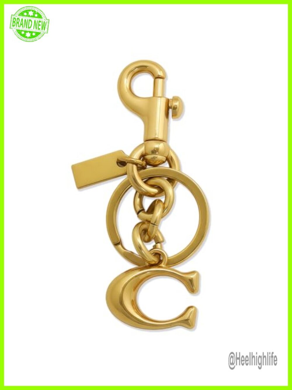 Gold C Initial Purse Charm Keychain Bag Charm Handbag Accessory